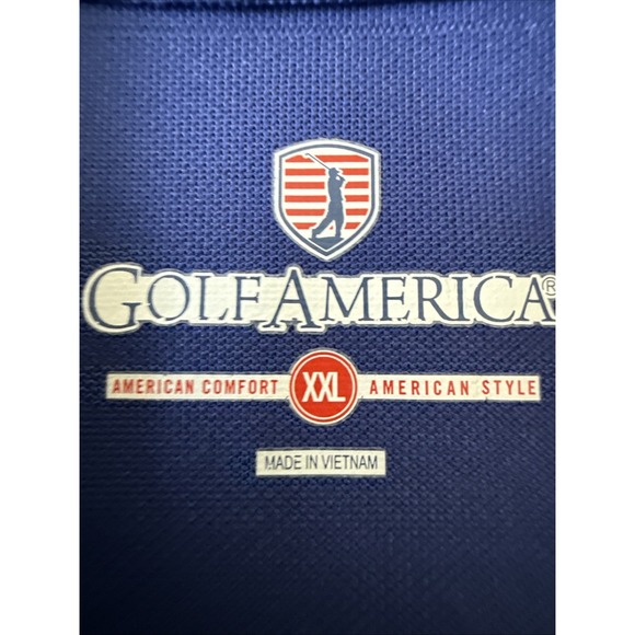 Golf America Polo Shirt Adult XXL Navy Blue Solid Short Sleeve Mens - Picture 7 of 10